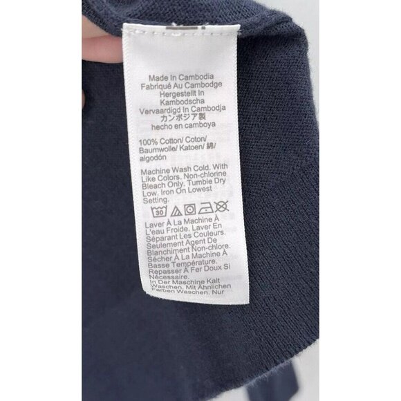 J.Crew Factory Navy Blue 100% Cotton Tie Neck Long Sleeve Sweater XXS Preppy - Picture 5 of 10